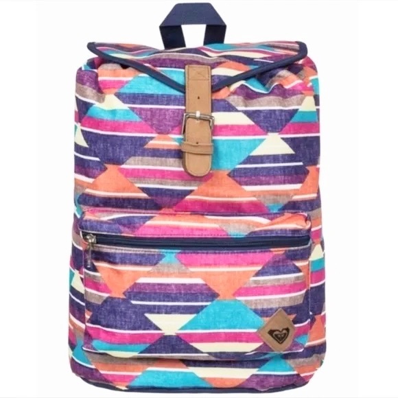 Roxy Multicolor Abstract Large Bookbag Backpack - Picture 2 of 14